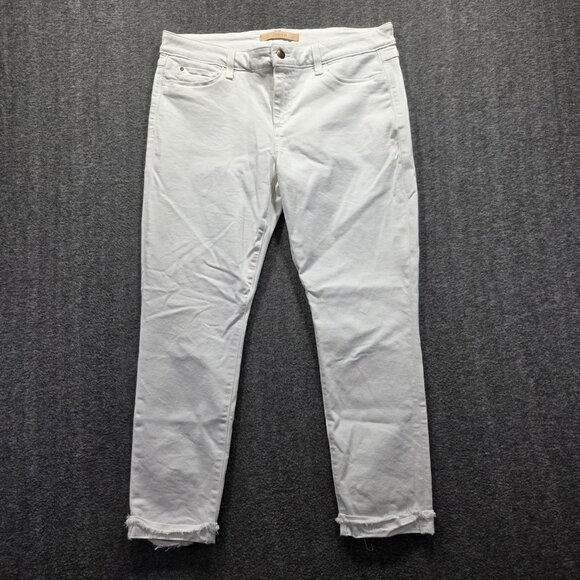 Joes Jeans Womens 32 White The Markie Mid Rise Skinny Crop Raw Hem Jeans - Picture 1 of 9